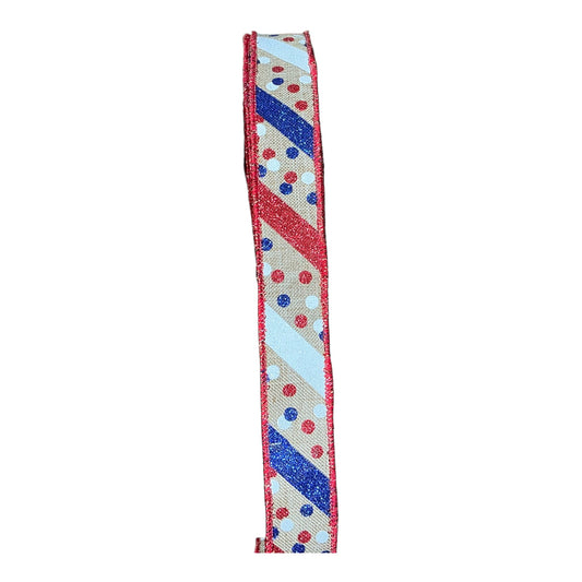 Patriotic Glitter Stripe/Dot Ribbon