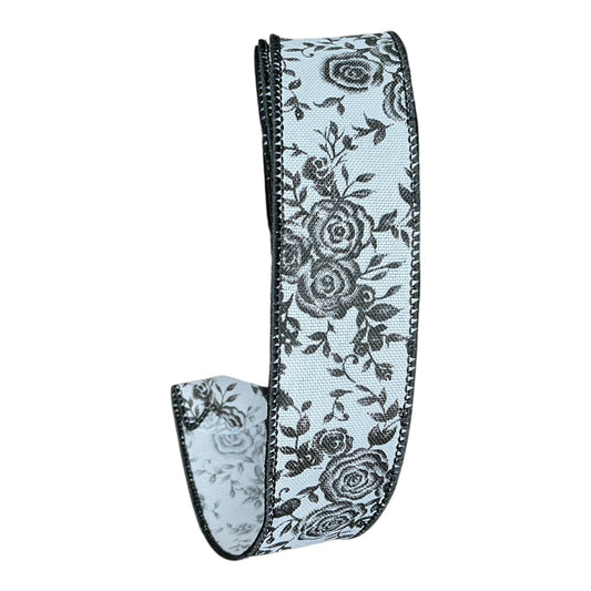 Black and White Rose Ribbon