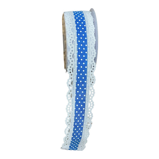 Royal Blue with White dots and White Lace