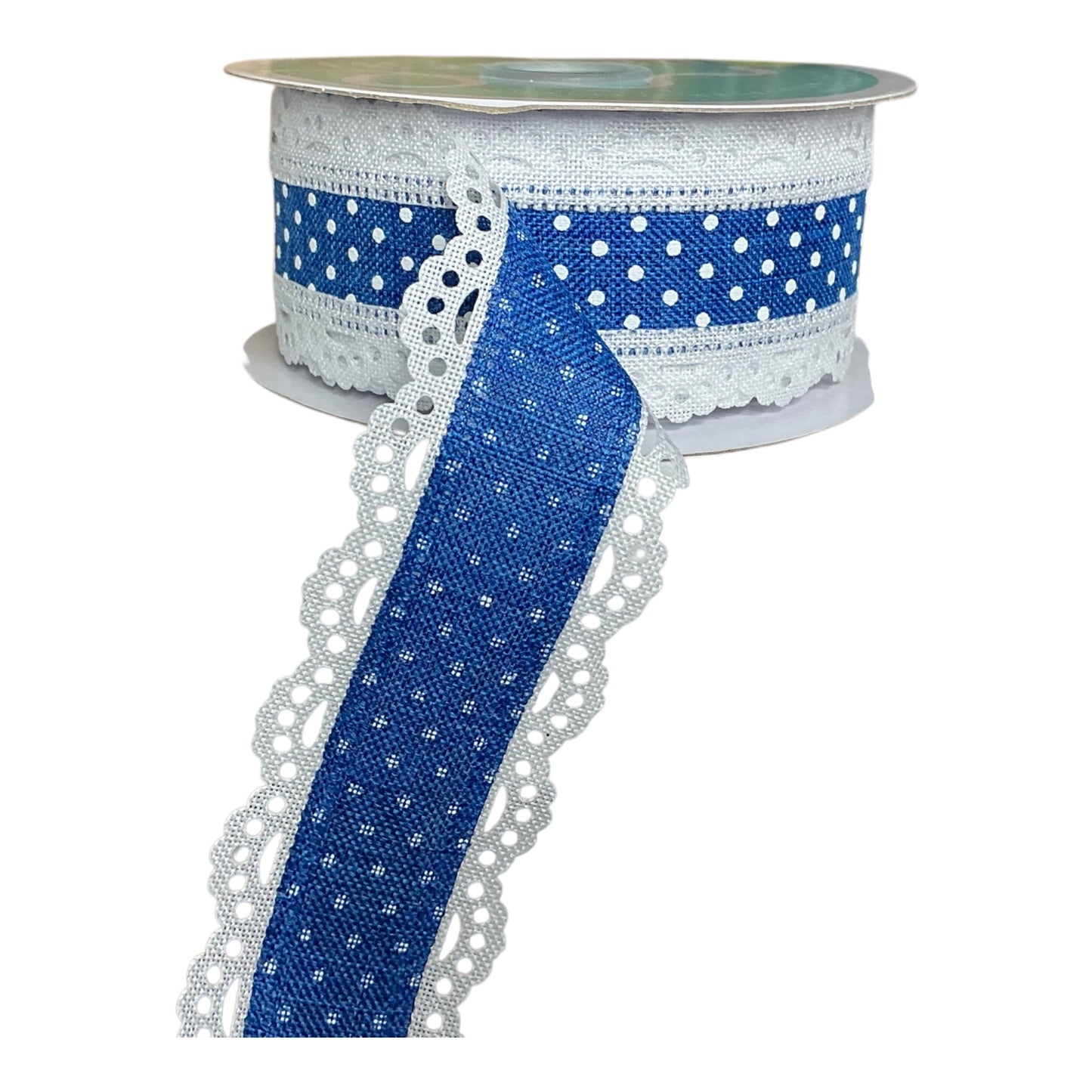 Royal Blue with White dots and White Lace