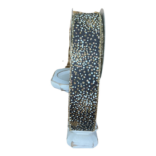Black Ribbon with Gold glitter dots