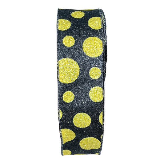 Black ribbon with gold dots