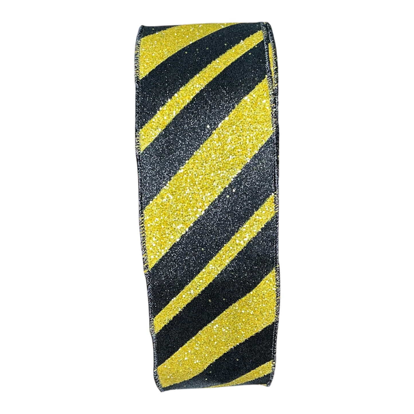 Black and Gold Diagonal Stripes Ribbon