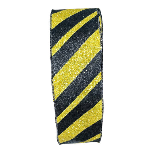 Black and Gold Diagonal Stripes Ribbon