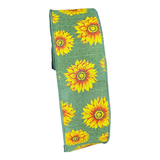 Green Sunflower Ribbon