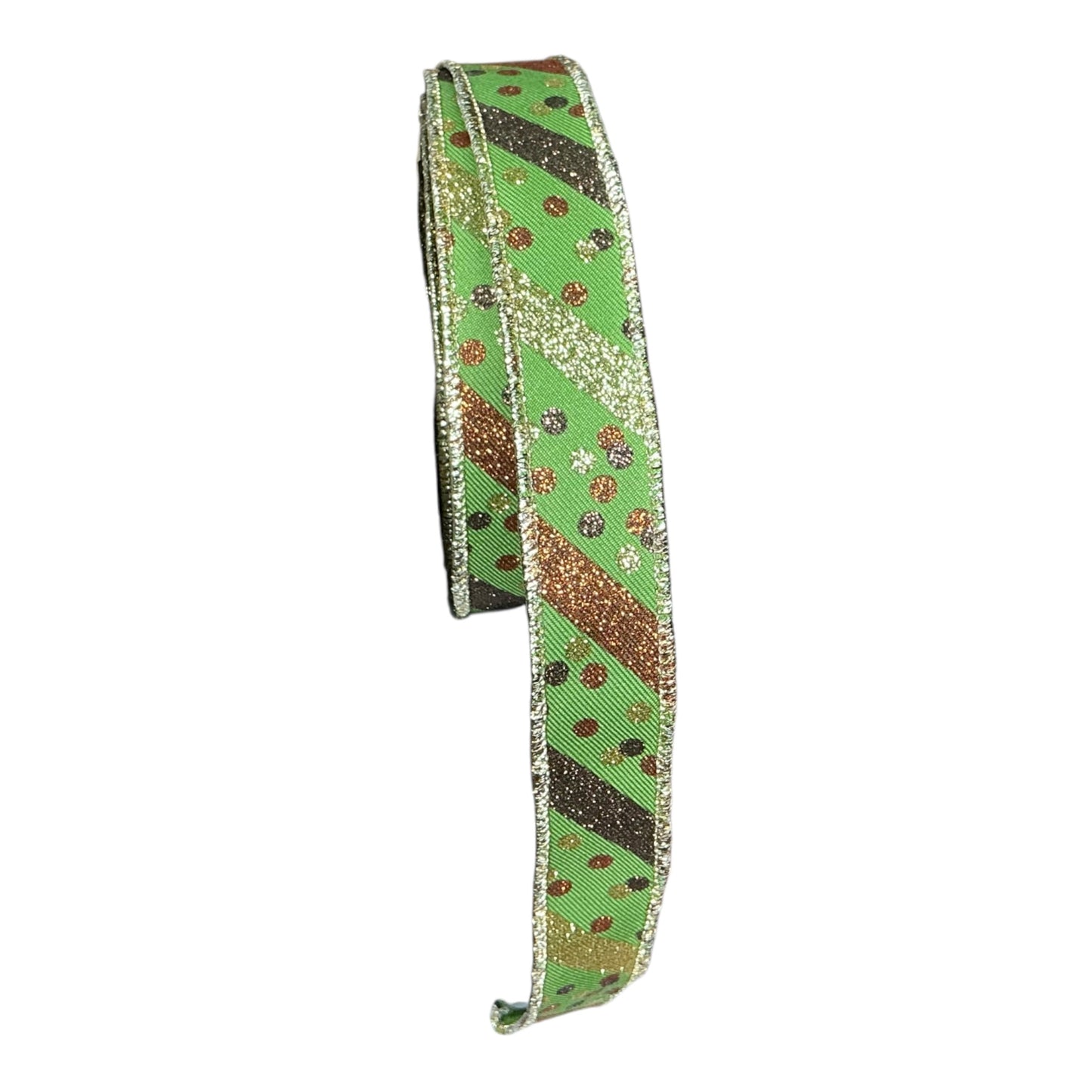Green Ribbon with stripes and dots