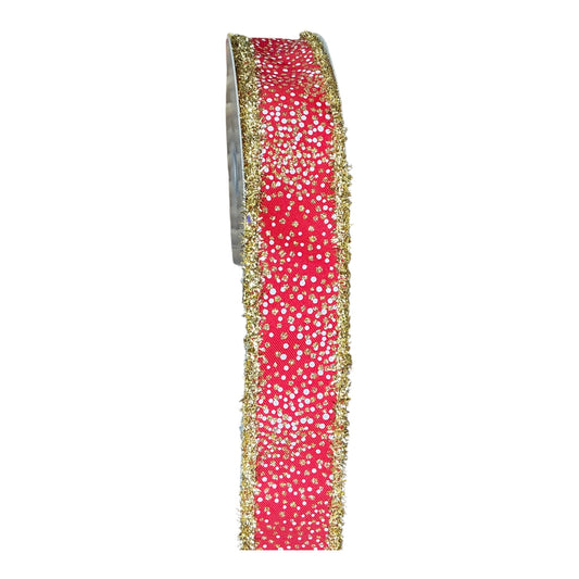 Red Ribbon with dots and Tinsel
