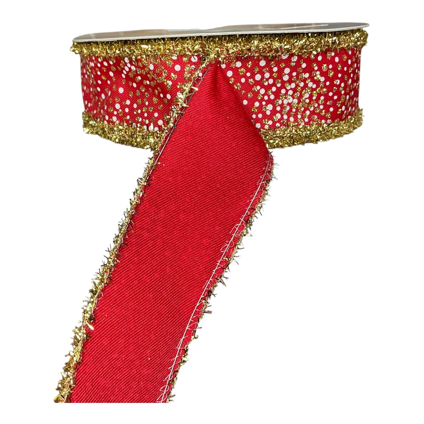 Red Ribbon with dots and Tinsel