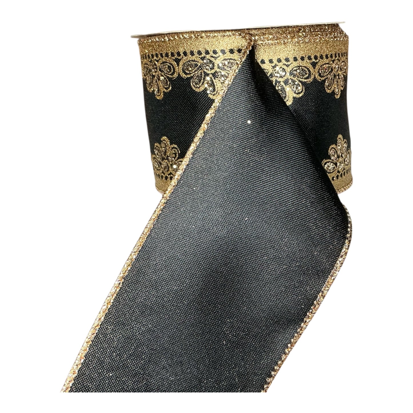 Black Ribbon with Gold Scallop Edge
