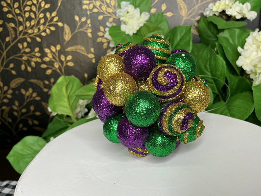 Ball Cluster Ornament - Mardi Gras