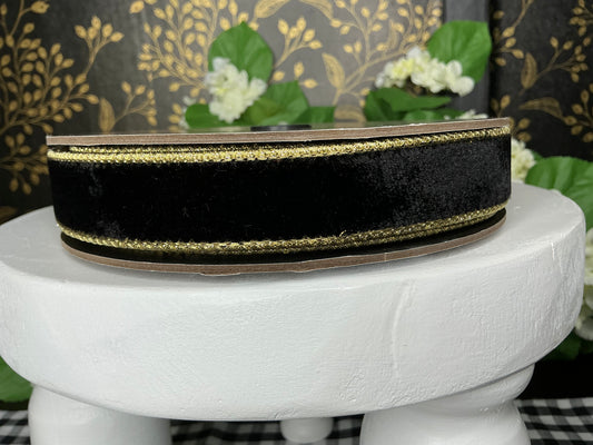 Black Velvet ribbon with gold back - d stevens