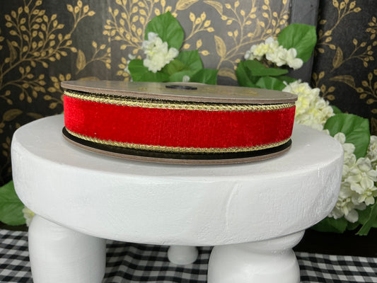 Red Velvet with gold edge and back, 1” - d stevens