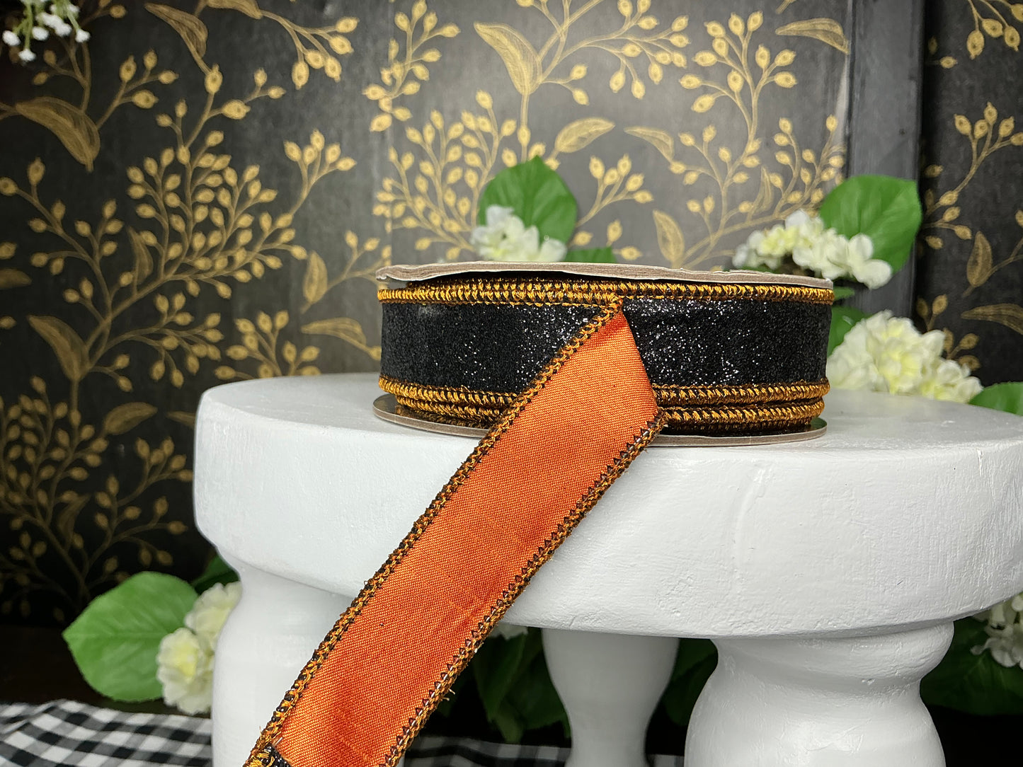 Black Glitter Ribbon with Orange - d stevens