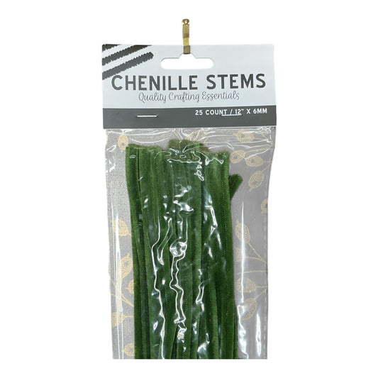 Moss Green Chenille Stems - Bag of 25