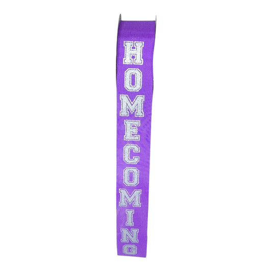 Homecoming ribbon, purple/silver, 1.5”x100ft