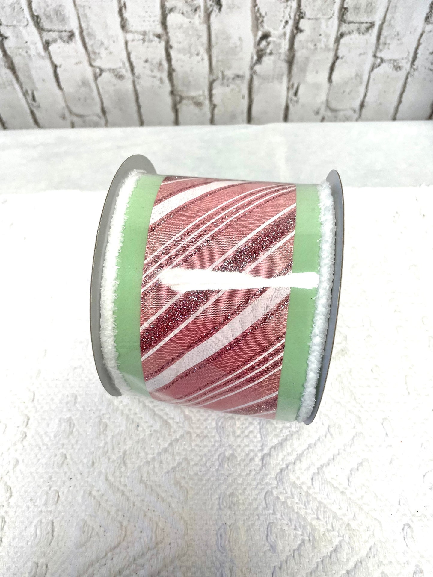 Green pastel peppermint ribbon, 4 inch pastel candy ribbon, MTX69716, Regency 4 inch candy theme ribbon