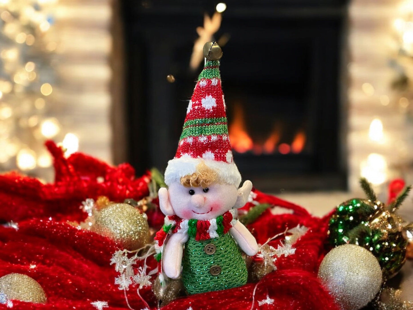 Plkush Elf Christmas Ornament, Green
