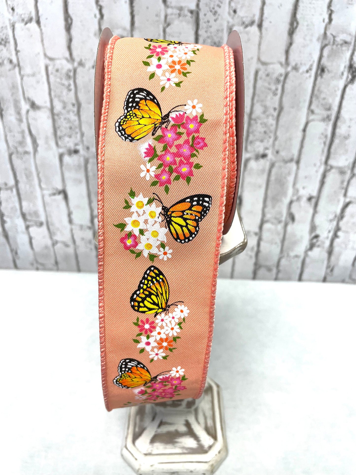 Peach butterfly ribbon, monarch butterfly ribbon, RGE174921