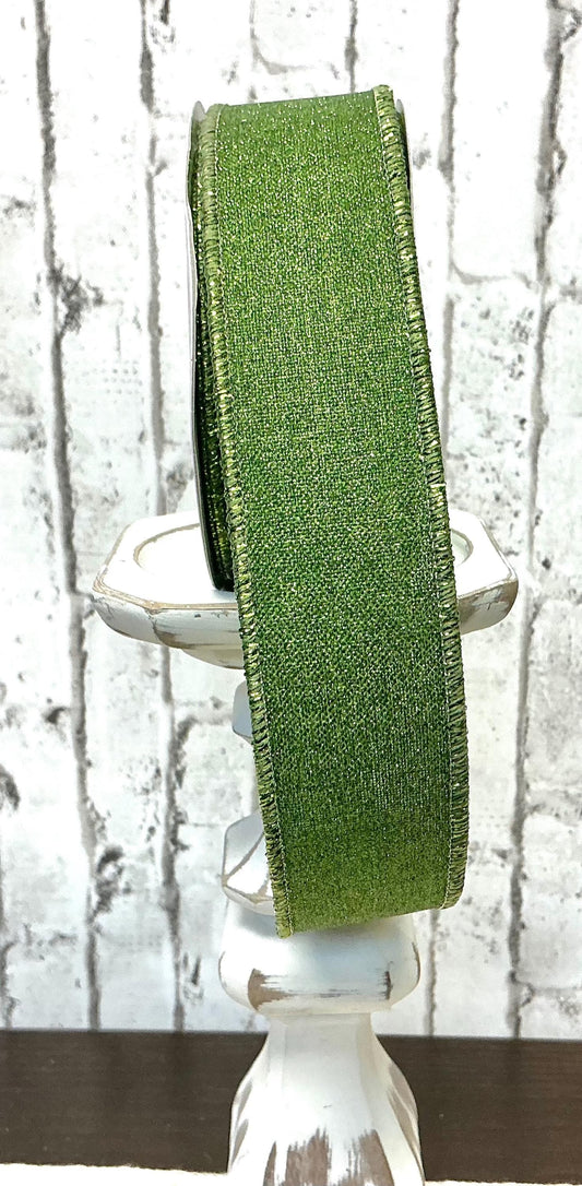 Moss Green Shimmer Ribbon, 1.5” x 10YD, Wired, RGE138052