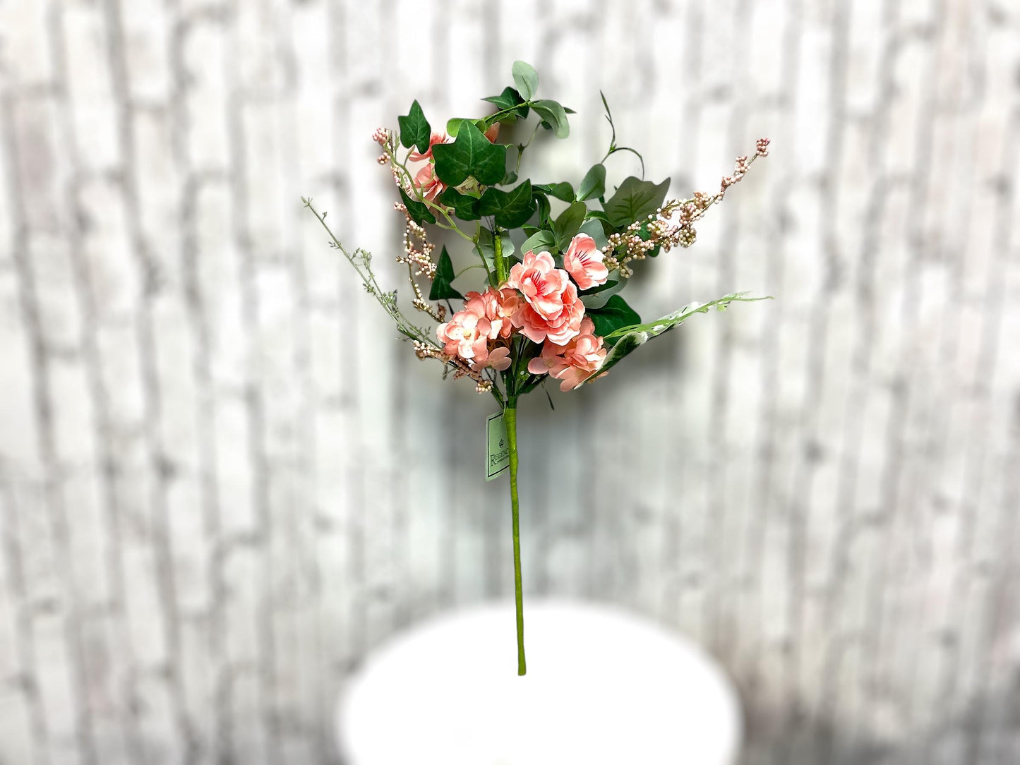 Coral Hydrangea and Mix Greens Pick, 18”, Artificial Flowers and Greenery, MTF23604