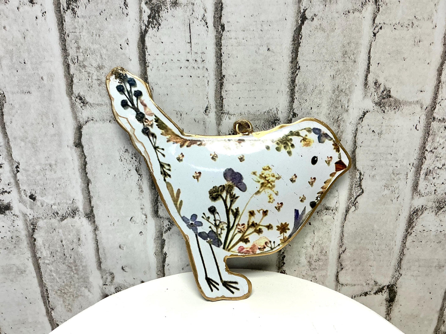 Hanging Metal Floral Bird, 6”x5”, MT25497