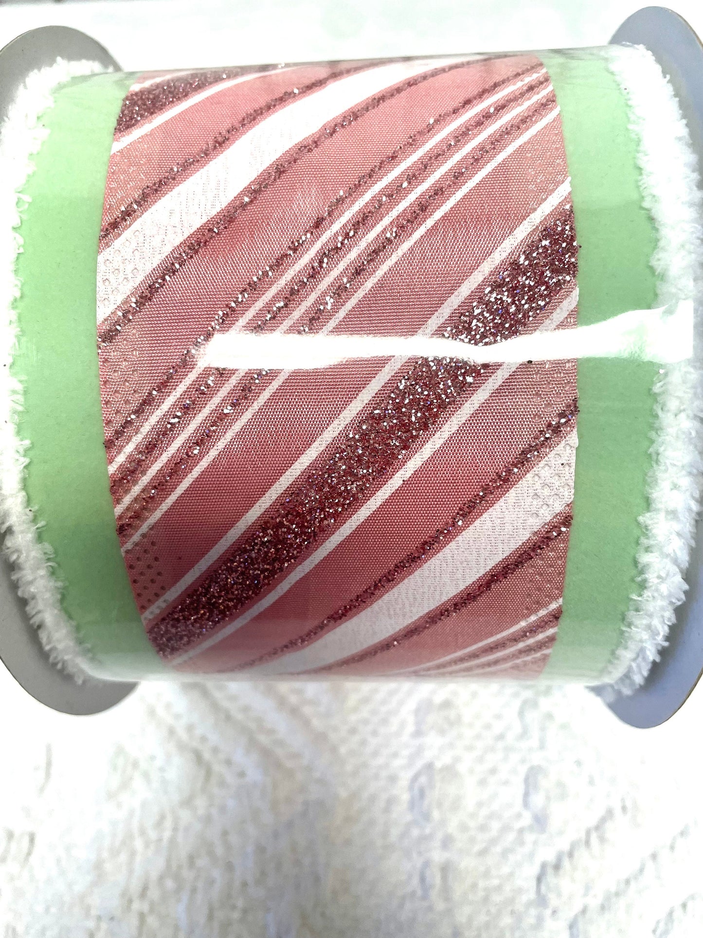 Green pastel peppermint ribbon, 4 inch pastel candy ribbon, MTX69716, Regency 4 inch candy theme ribbon