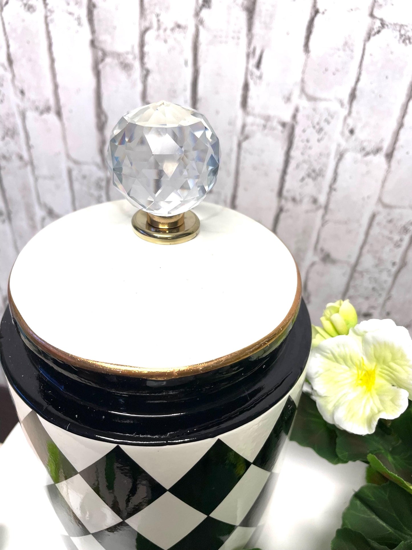canister set, Mark Robert’s Harlequin black and white canister set, home decor, kitchen decor, harlequin vases