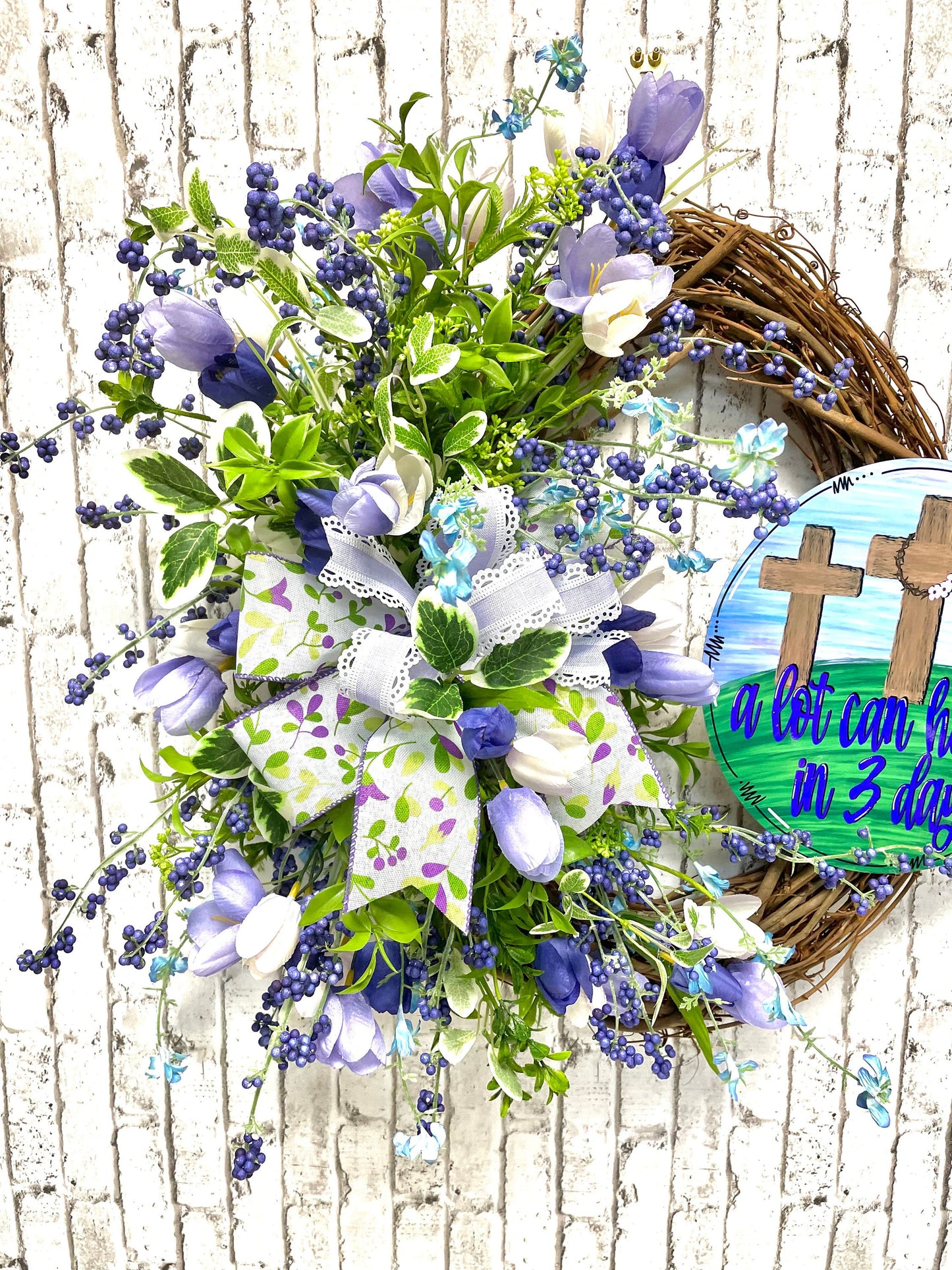Easter wreath, Easter decor, religious decor, religious wreath, spring wreath, spring decor,  gift, shipping included in price.