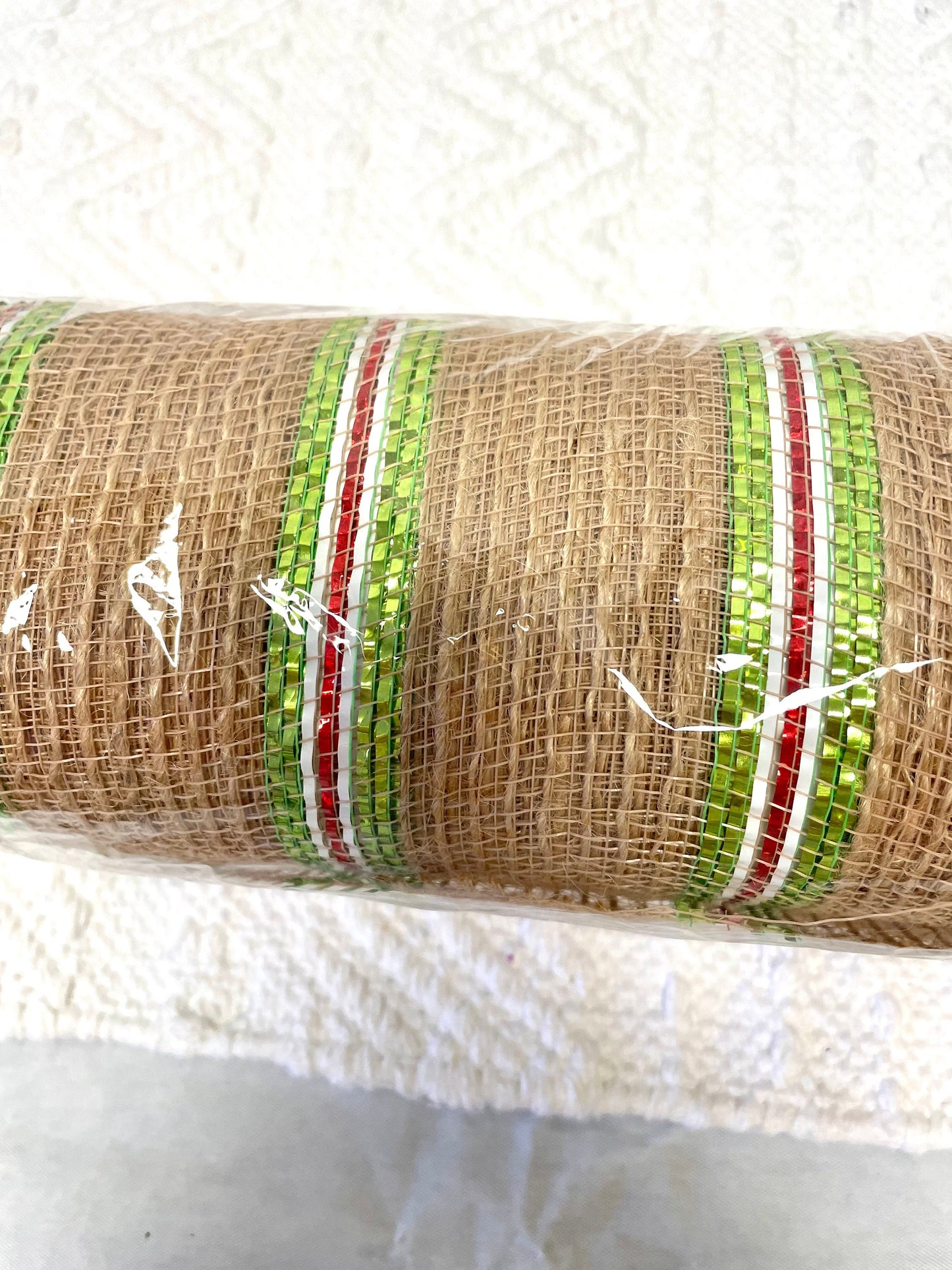 Burlap mesh with lime and white stripes, RY8016A6