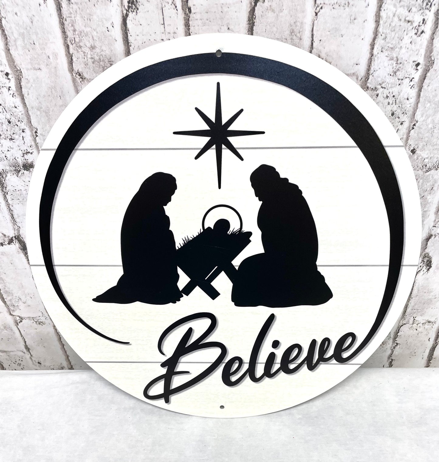 Nativity wreath sign, Christmas wreath sign, religious wreath sign, holy family wreath sign, Christmas sign