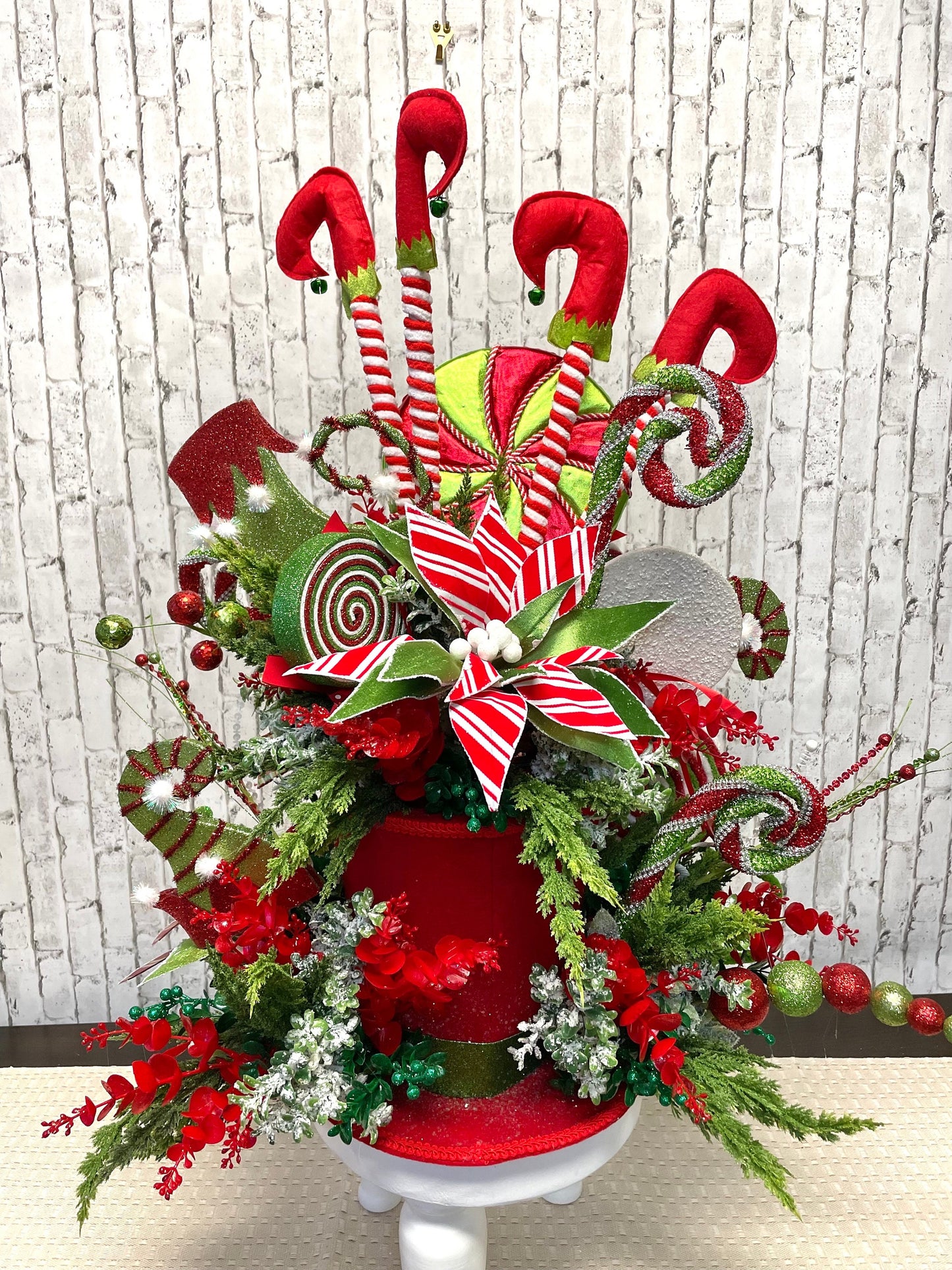 Christmas treetopper, elf treetopper, whimsical treetopper, elf decor, Christmas centerpiece, Christmas decor, free shipping.
