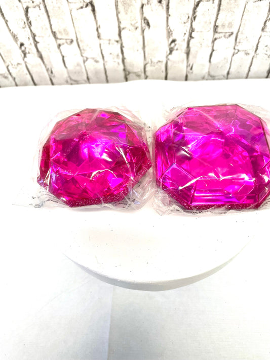 fushia two pack 4 inch jewels, MTX67413, hot pink two pack 4 inch jewels,hot pink/fushia round/square small 4 inch double pack jewels.