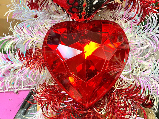 Red Heart Shaped Jewel, 6”, Farrisilk, CX094-02