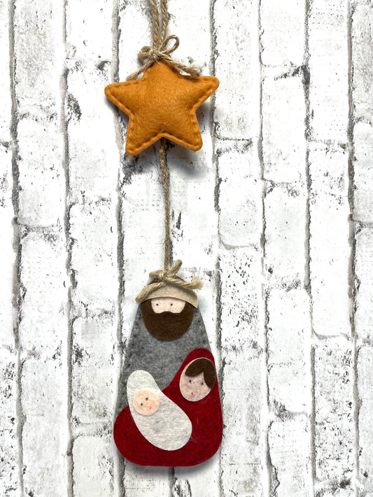 felt nativity wreath attachment, Christmas ornament, unique gift