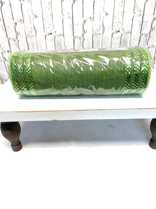 Moss green mesh, RE850249, green border strip mesh, moss green/apple green mesh, everyday mesh, Christmas mesh, summer mesh, spring mesh