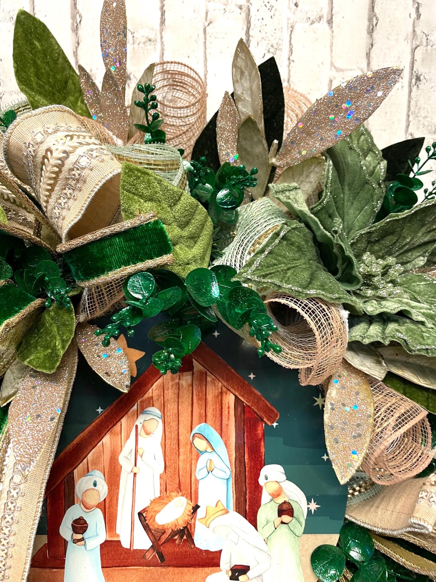 Nativity wreath, Christmas Nativity wreath, religious wreath, Christmas decor, religious decor, Christmas religious decor, shipping included