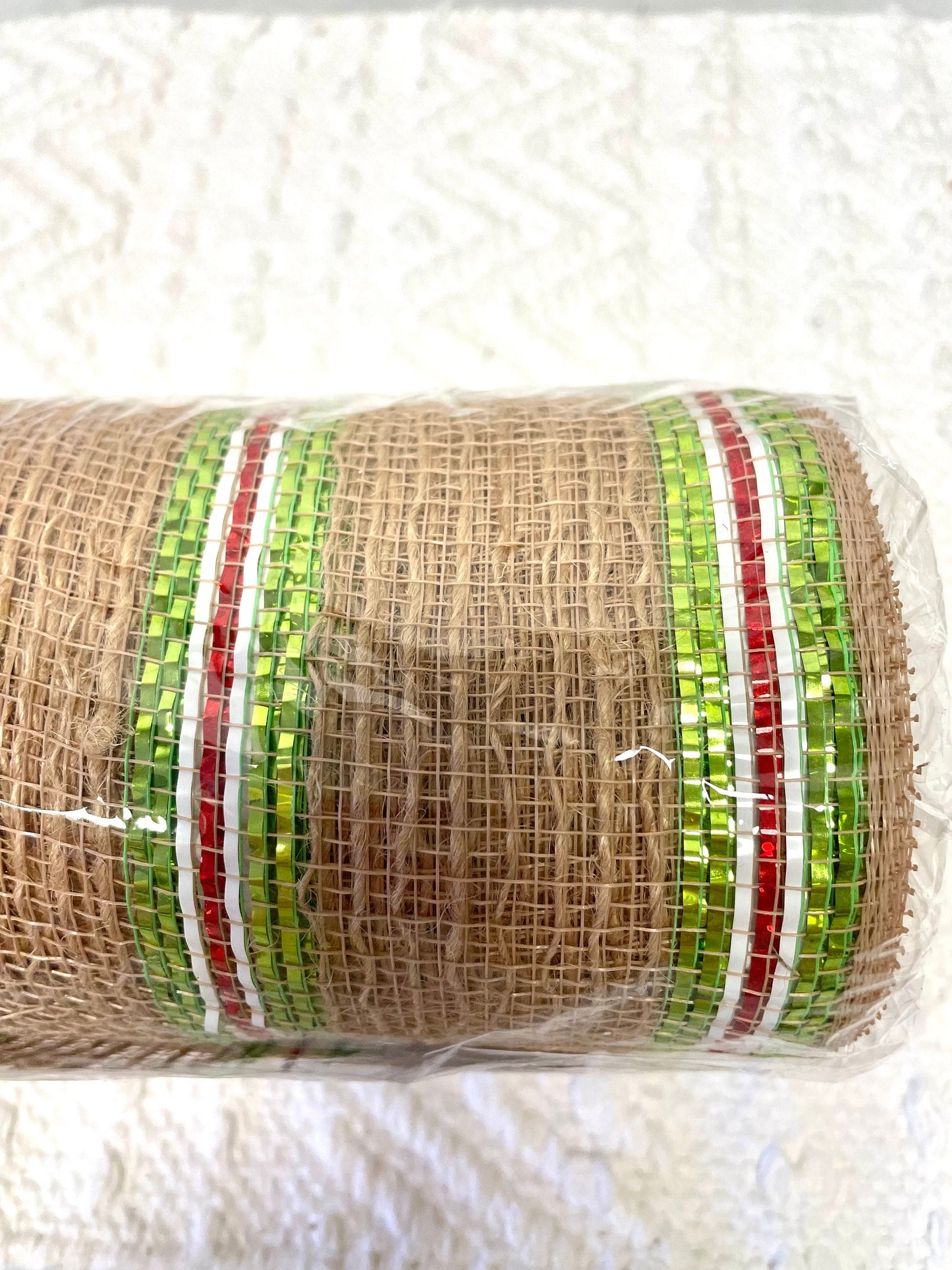 Burlap mesh with lime and white stripes, RY8016A6