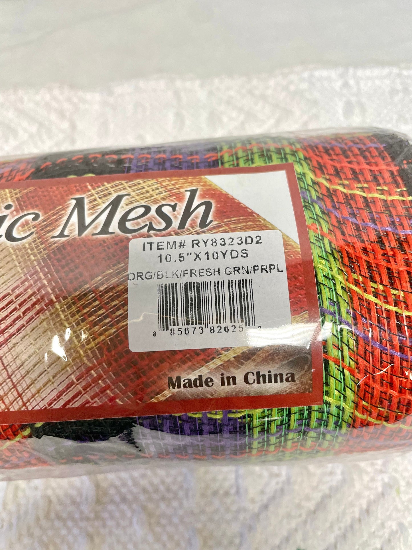 RY8323D2, Halloween mesh, orange black green purple striped mesh