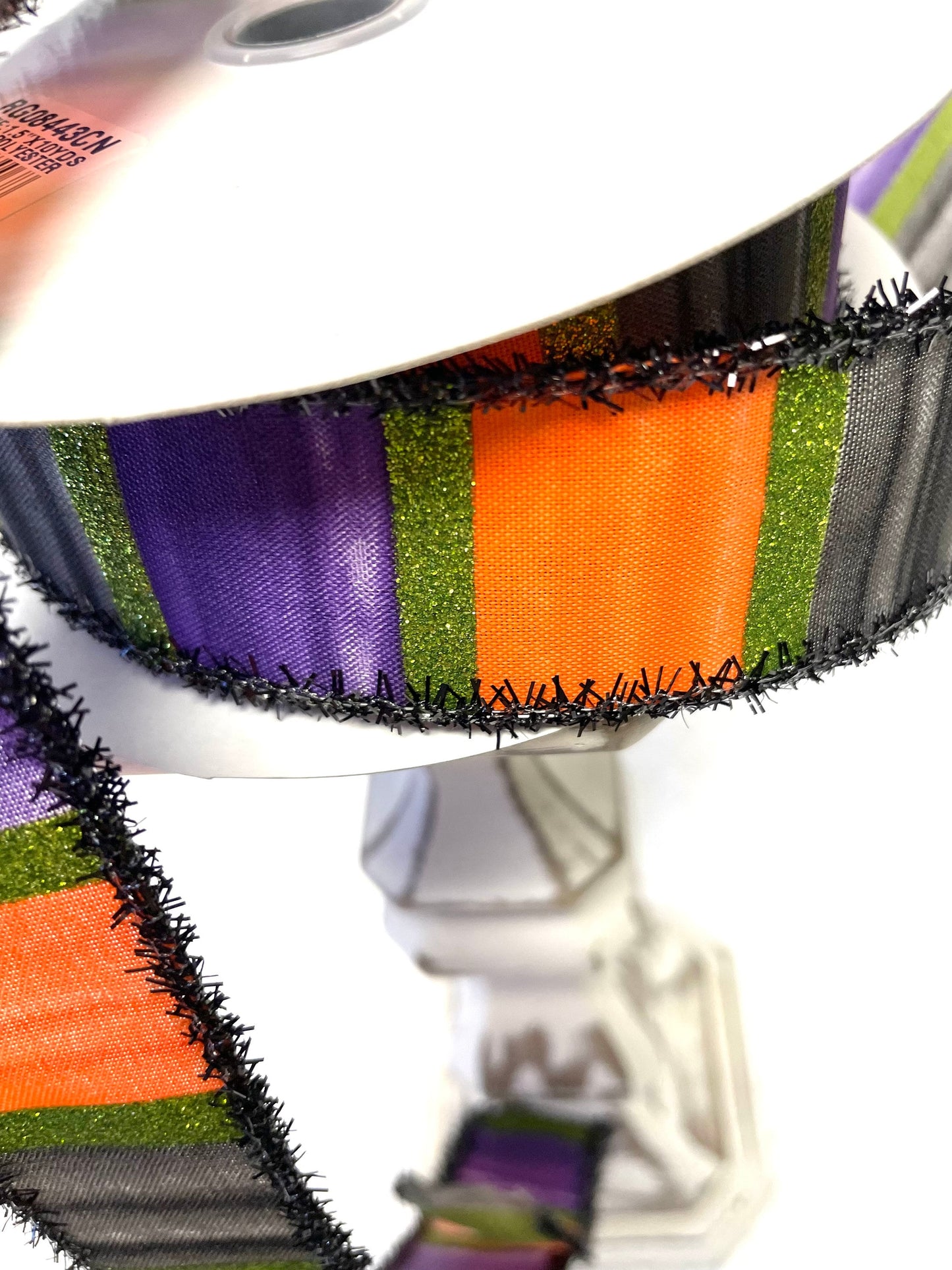 Halloween wide striped ribbon with Tercel trim, RGO8443CN