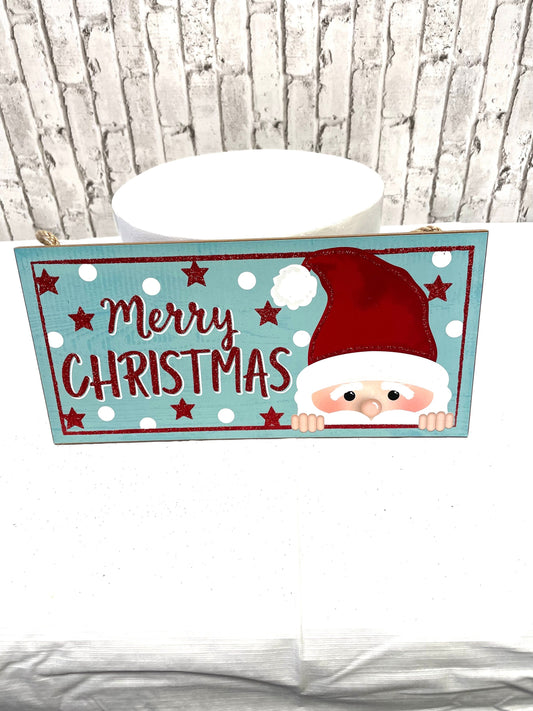 blue Santa peeking sign, AP884814