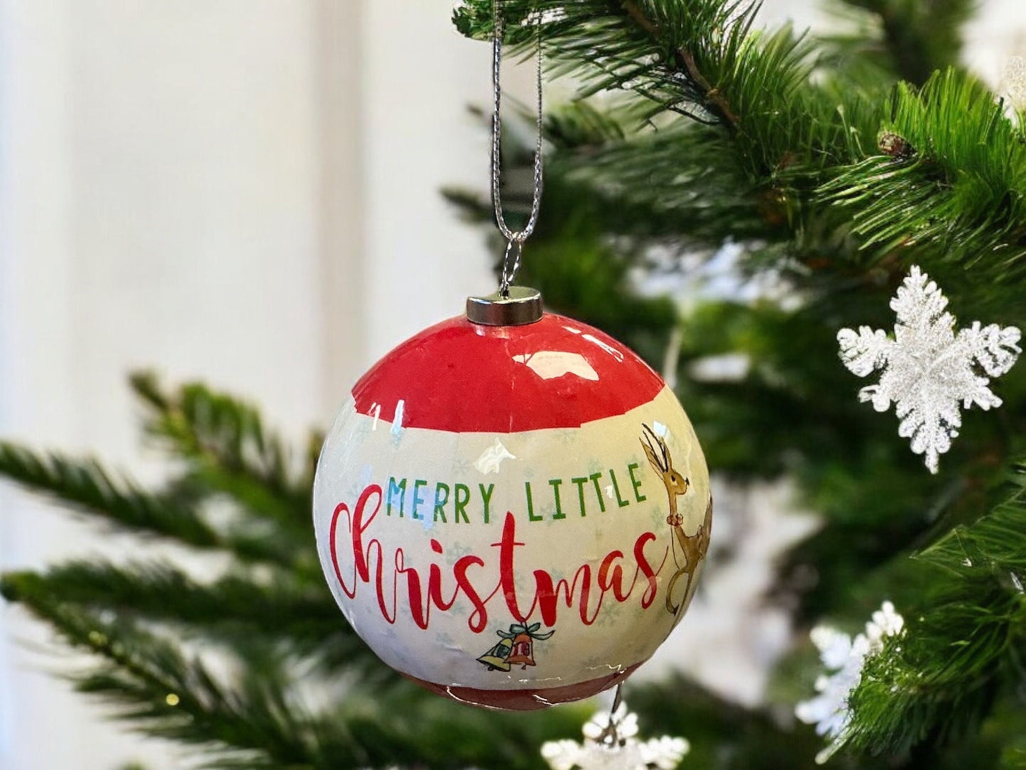 Merry Little Christmas ornament with deer