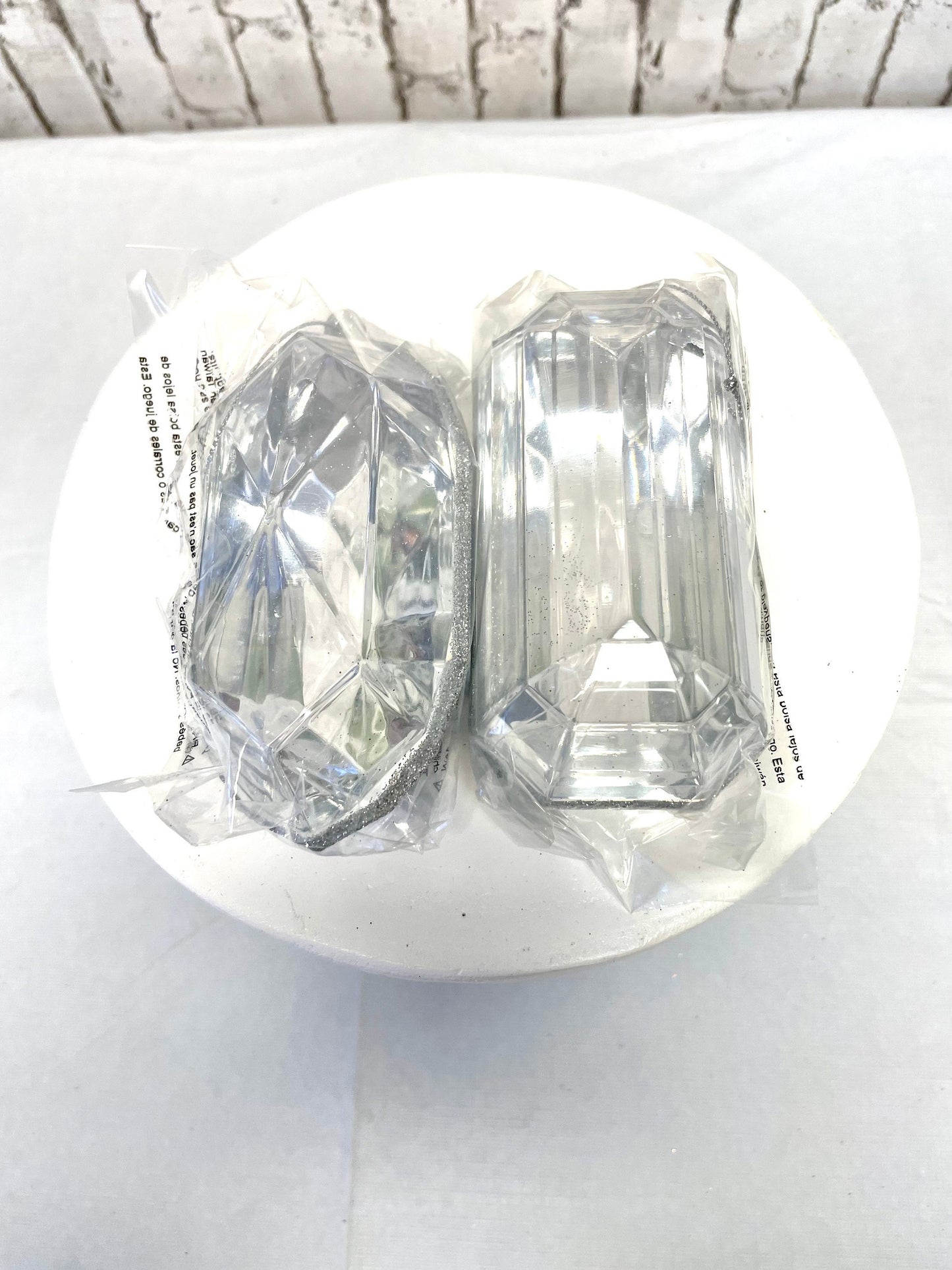 two pack 5 inch clear/silver oblong/rectangle gems/ jewels, MTX67414