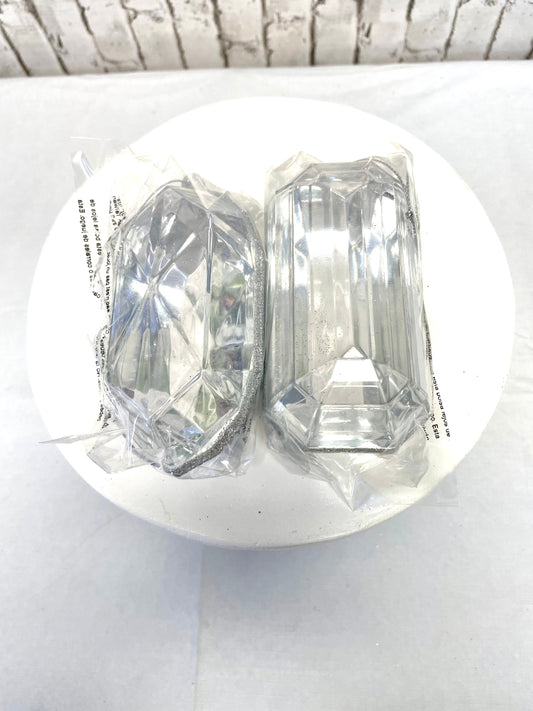 two pack 5 inch clear/silver oblong/rectangle gems/ jewels, MTX67414