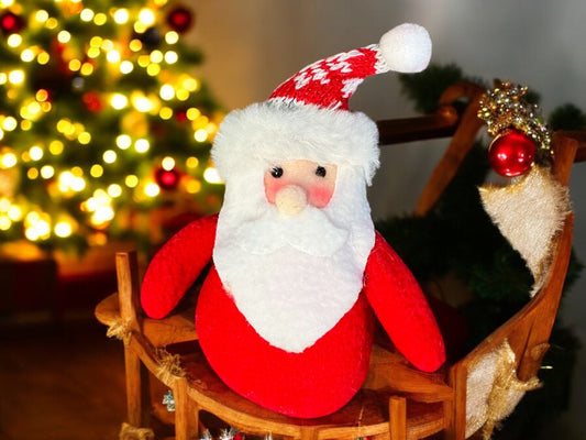 Plush Santa Christmas Ornament, Wreath Embellishments, 8” tall