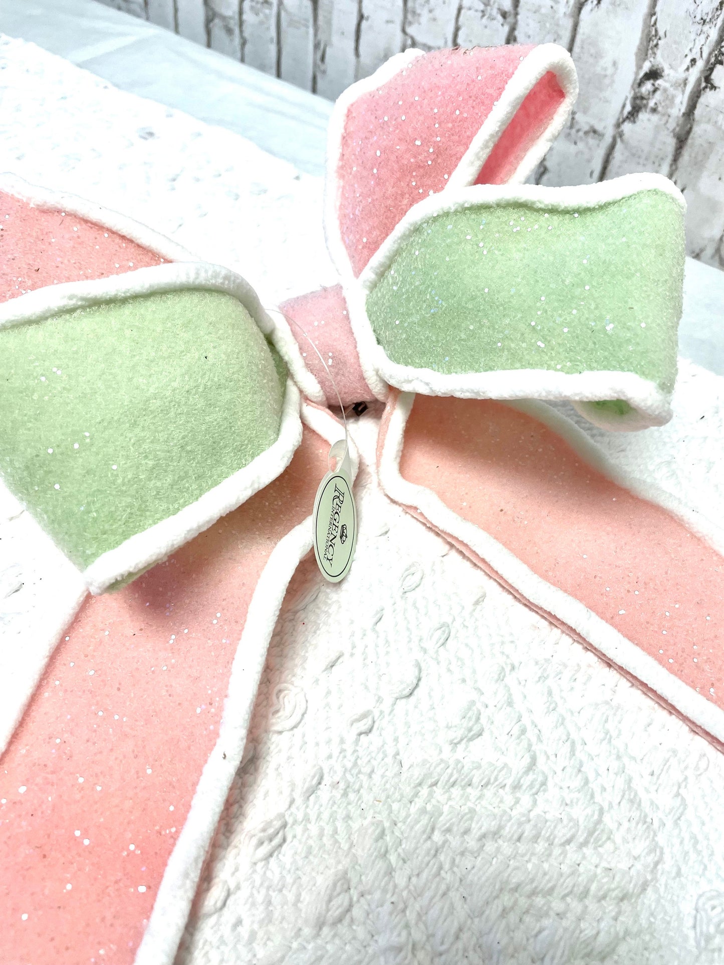 Pastel bow, premade bow, mint pink bow, MTX68866