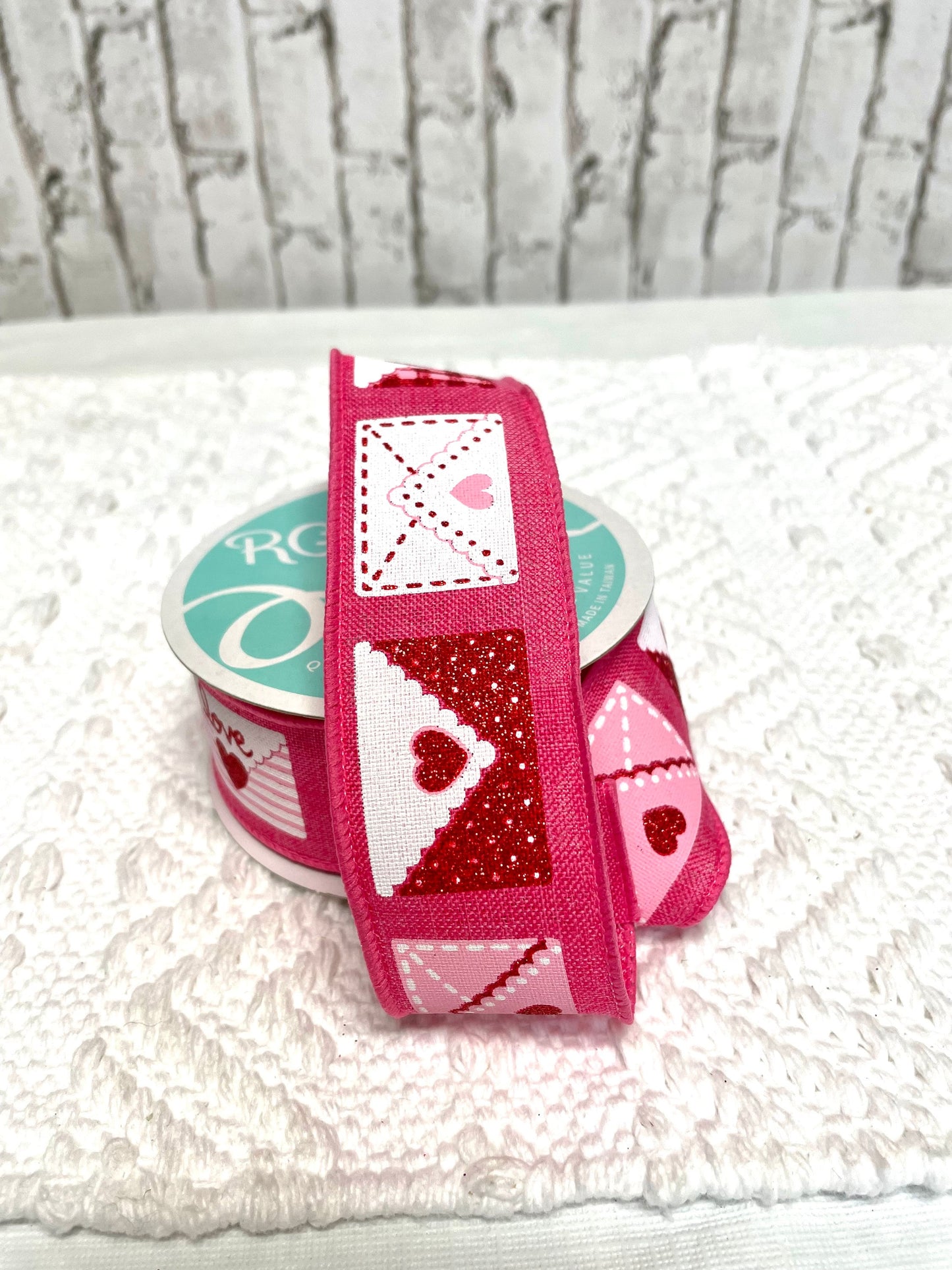 Hot pink valentines ribbon with envelopes, RGA159611