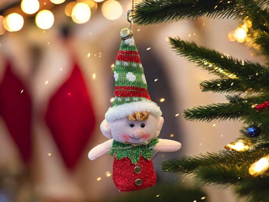 Plush Elf Christmas Ornament, Red