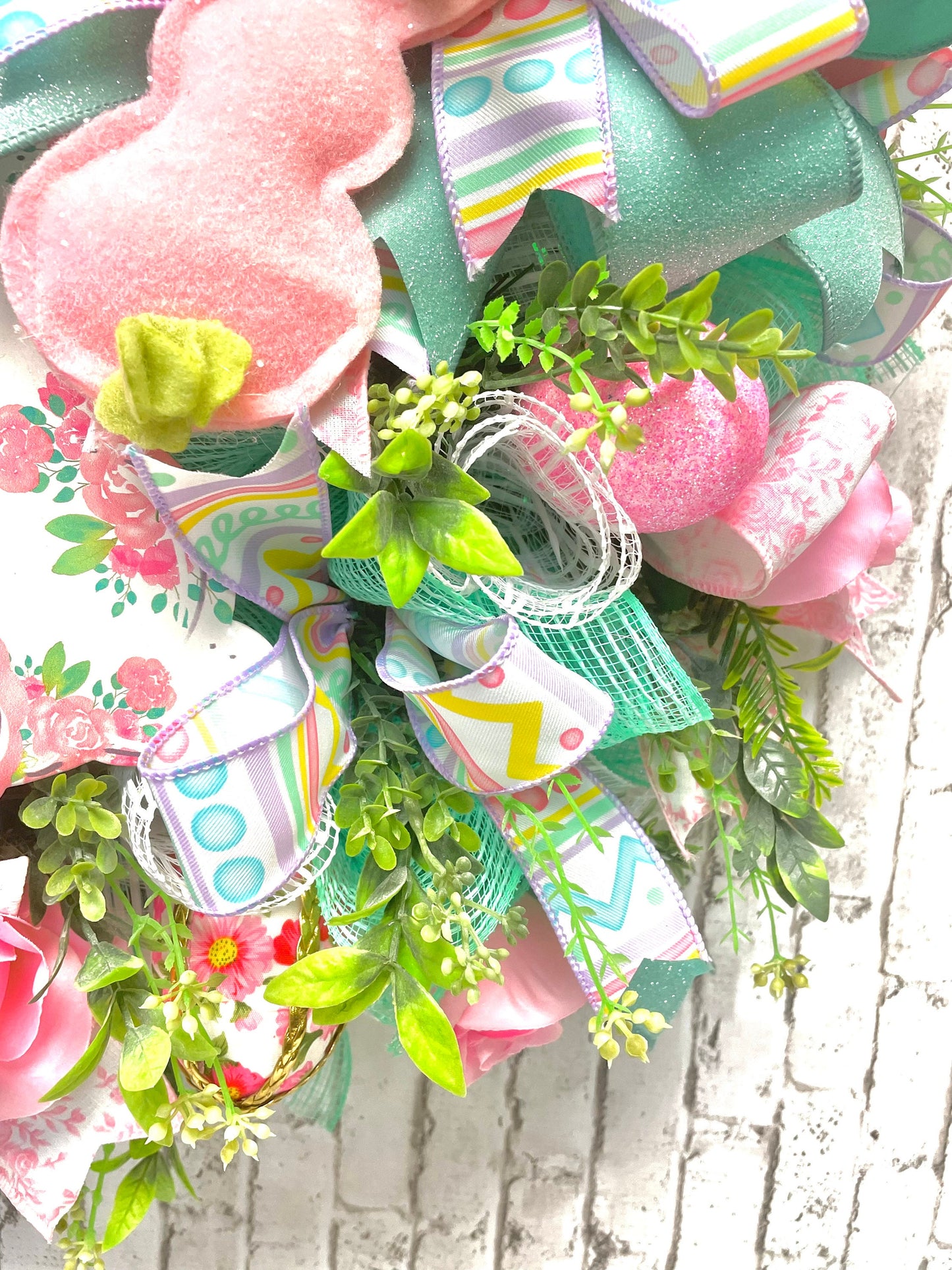 Easter wreath, Easter decor, Easter door hanger, bunny wreath,  bunny decor, bunny door hanger, housewarming gift, shipping included in pric