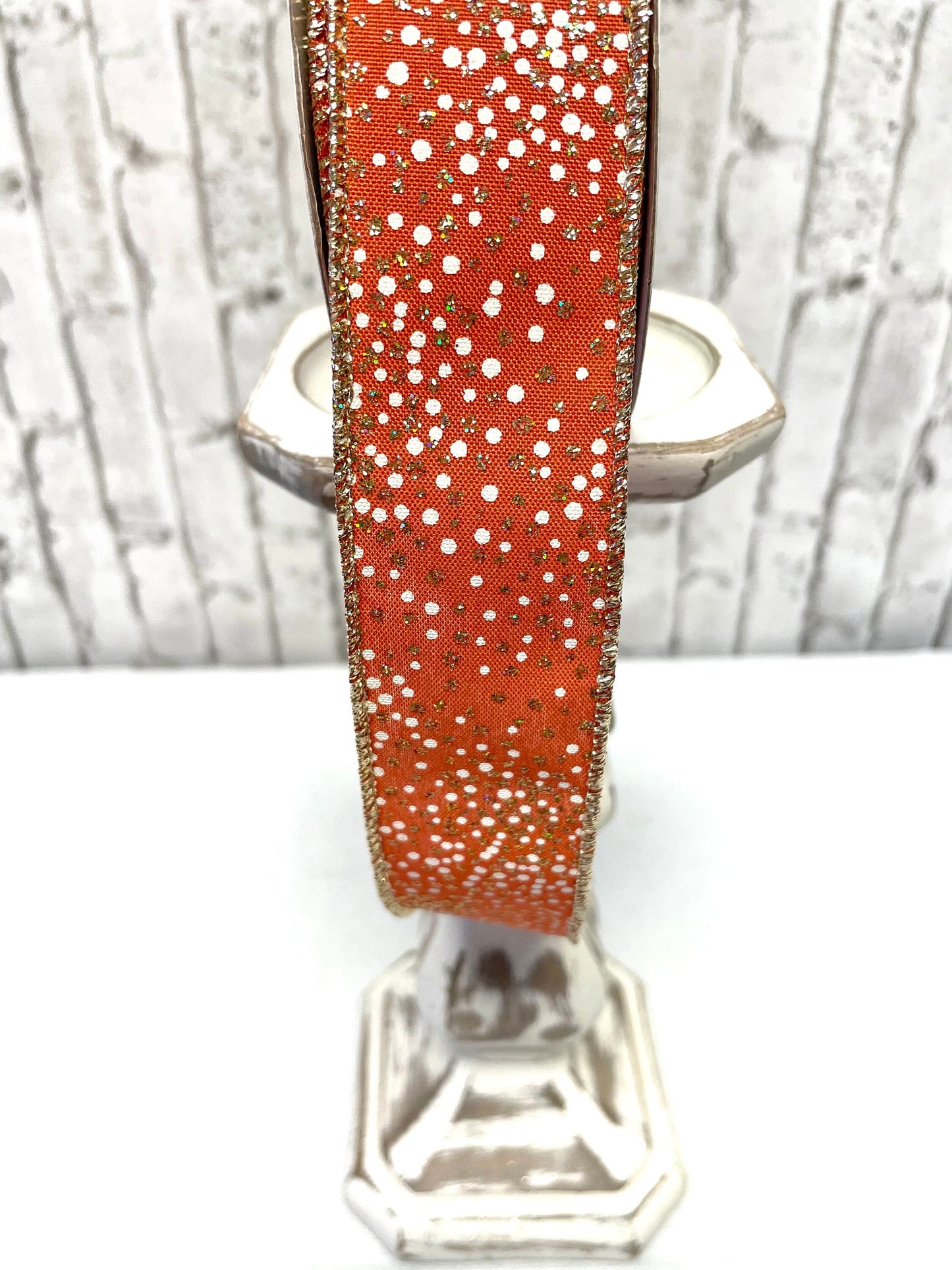 copper dots with glitter dots ribbon, RGC1905, fall ribbon, copper gold ribbon