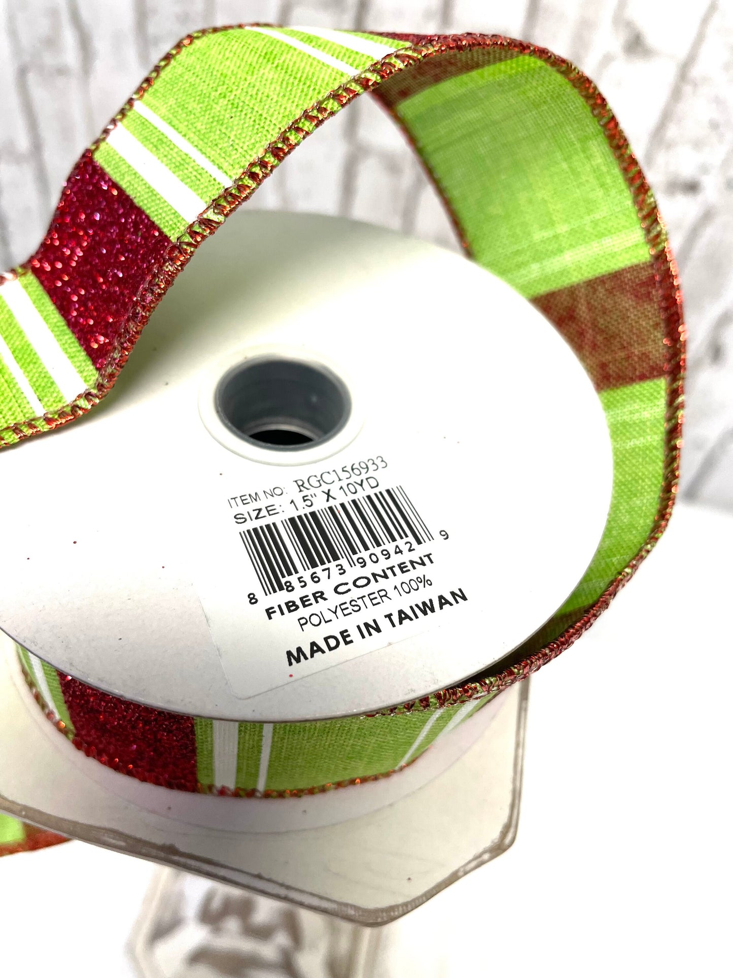 Christmas ribbon, wide glitter stripes on royal burlap, RGC156933